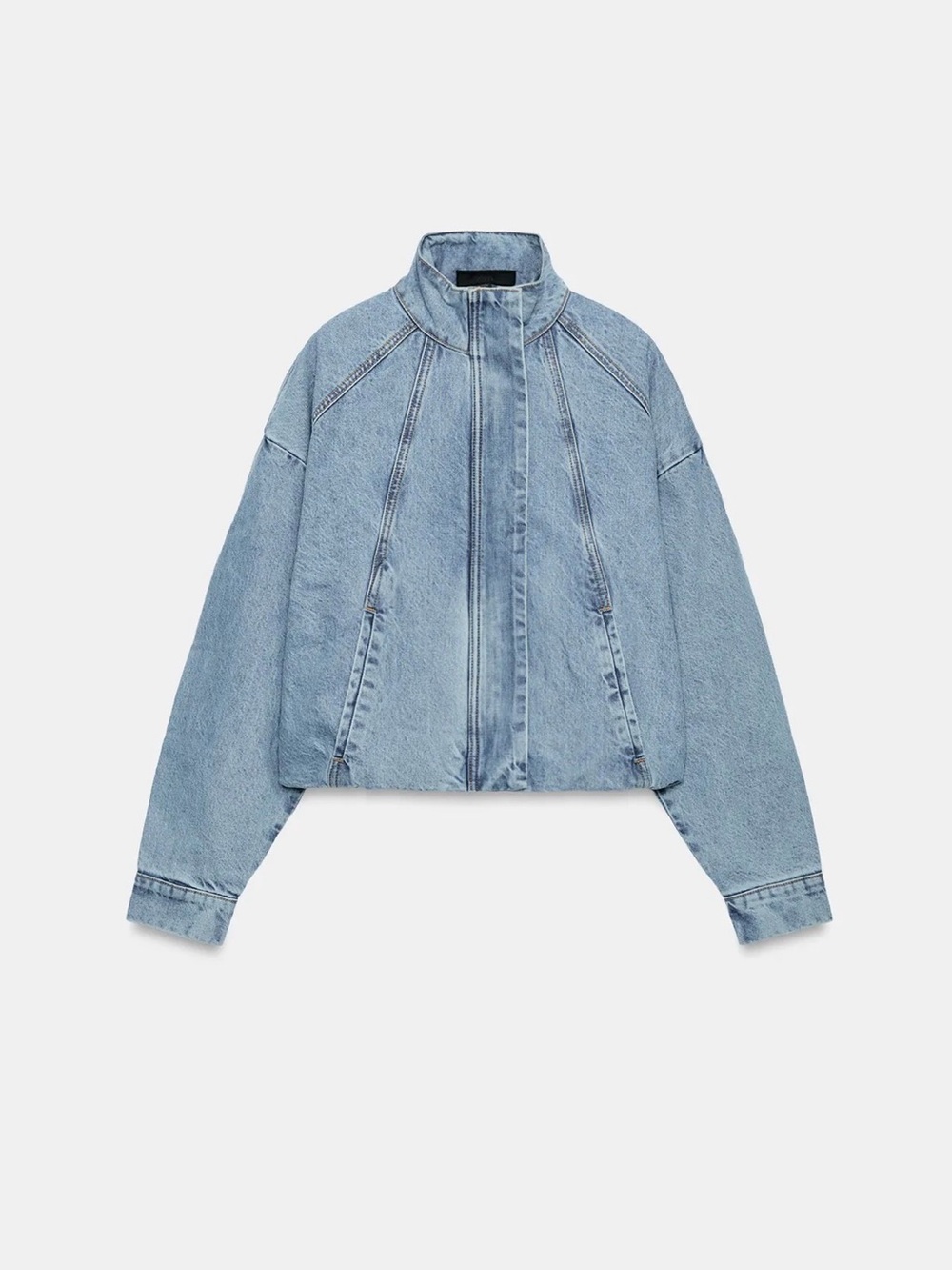 NWT ZARA Z1975 HIGH NECK DENIM BOMBER JACKET SIZE M - Picture 6 of 9